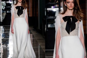 Reem Acra abito sposa bianco fiocco nero 2018