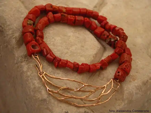 laura volpi alghe collana oro rosso corallo