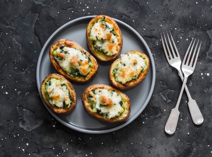 patate al forno ripiene spinaci e formaggio