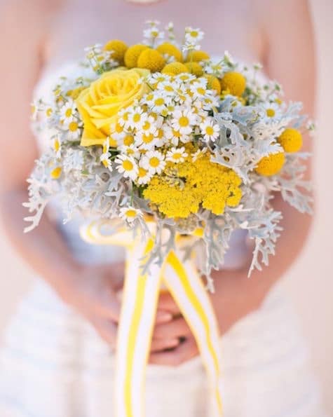 bouquet sposa bianco e giallo