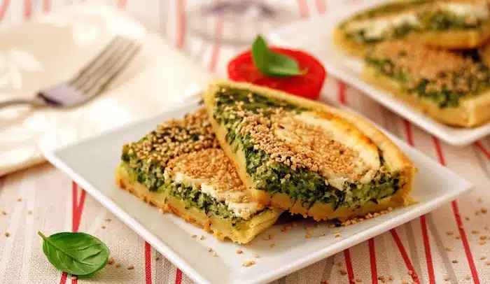 torta salata spinaci caprino e sesamo