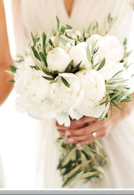 bouquet sposa peonie e ulivo