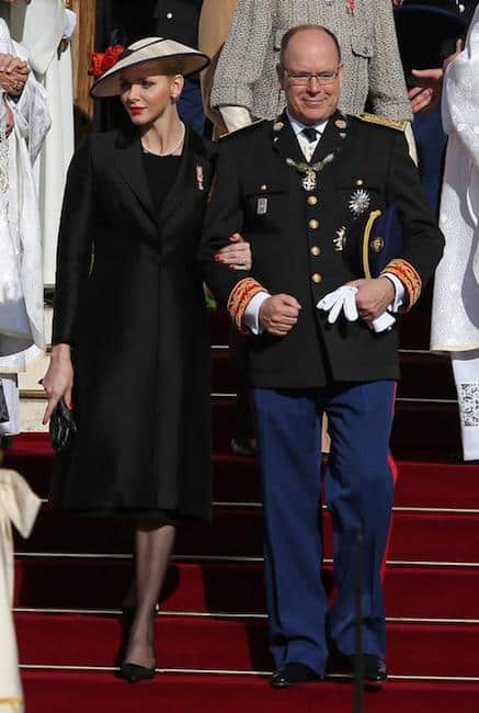 Prince Albert II of Monaco and his wife Princess Charlene leave Monaco’s Cathedral during Monaco’s National Day