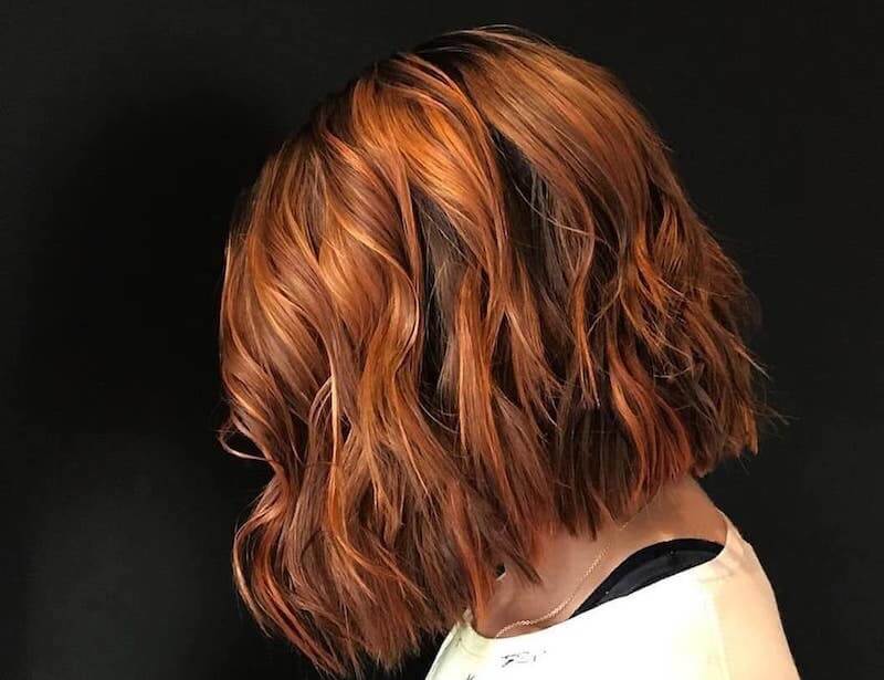 Long bob mosso color rame inverno 2019