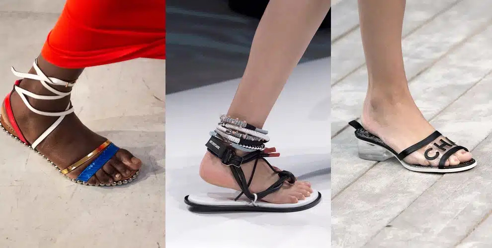 Sandali bassi sfilate moda estate 2019