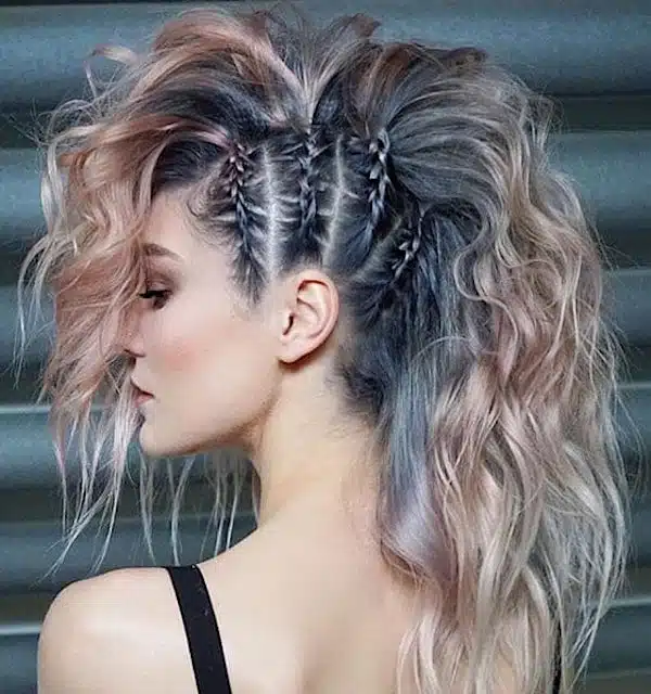 acconciature capelli colorate trecce-2019