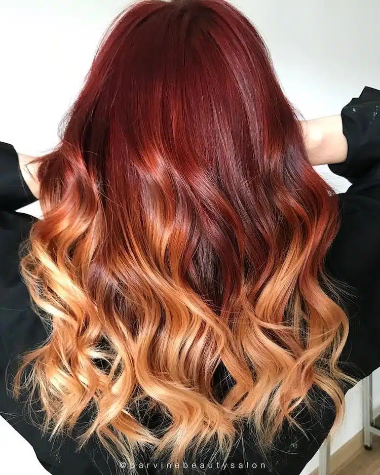 balayage capelli lunghi rossi biondi