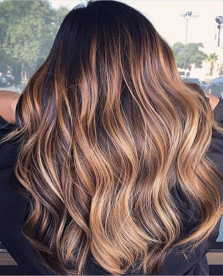 balayage ramato capelli castani inverno 2019