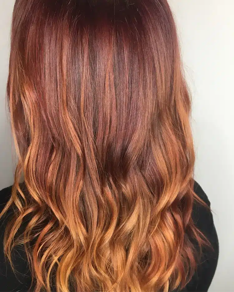capelli lunghi rossi balayage inverno 2019