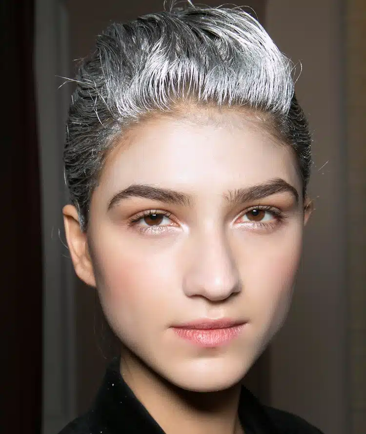 trucco viso sopracciglia capelli silver