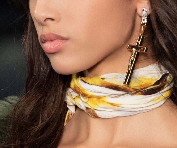 Orecchini Pendenti A Cerchio Vuoto In Argento 925 Con Dettaglio Nero - Donna