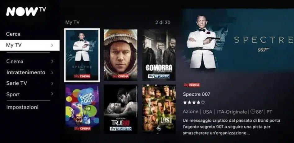 now tv film serie tv