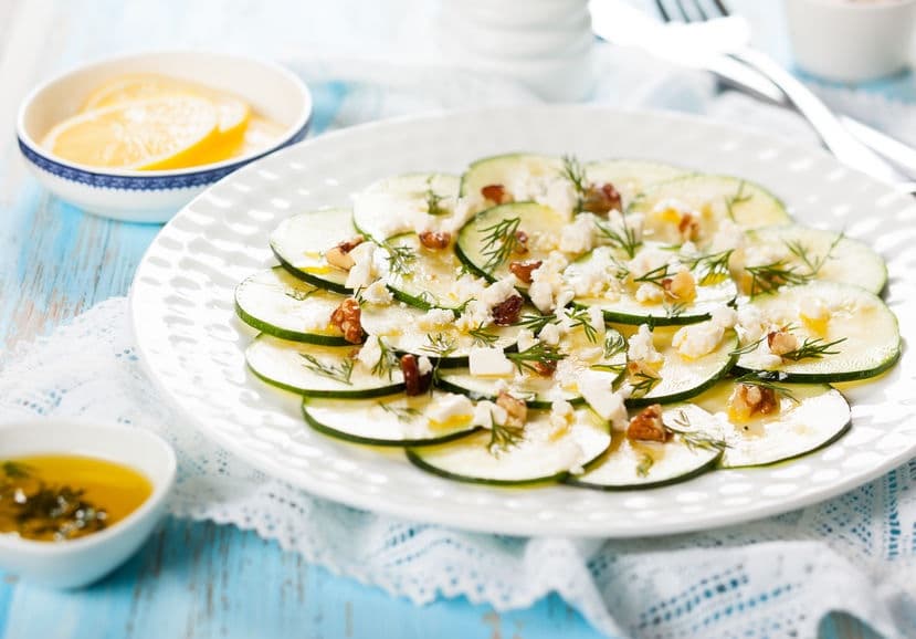 antipasti freddi carpaccio zucchine e feta