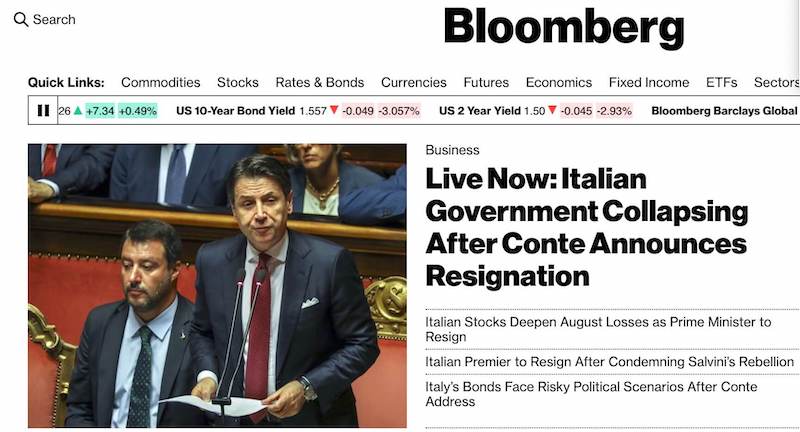 bloomberg crisi governo Italia-2019