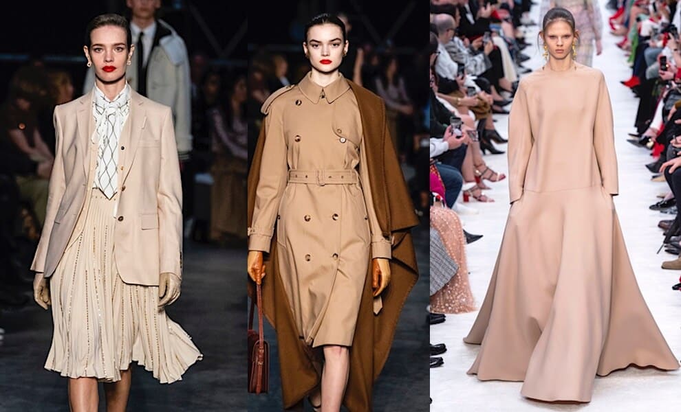 burberry valentino abiti beige inverno 2019 2020