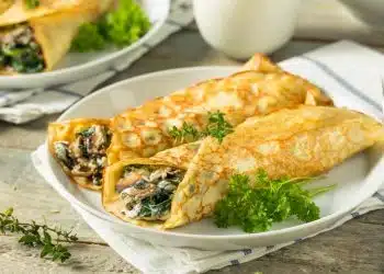 crepes funghi al forno pollo e spinaci