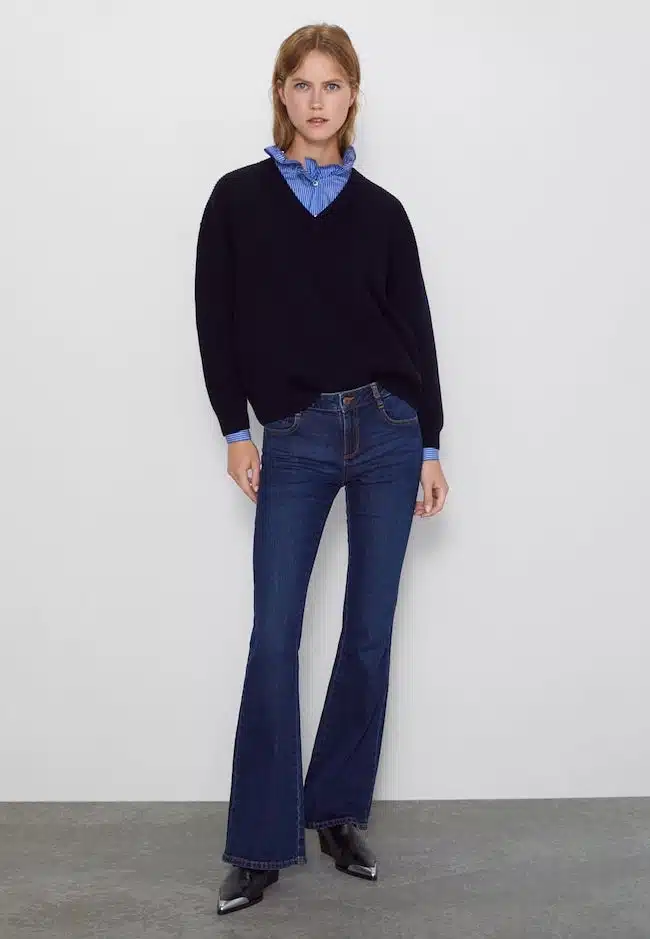 jeans stretti a zampa zara autunno inverno 2019