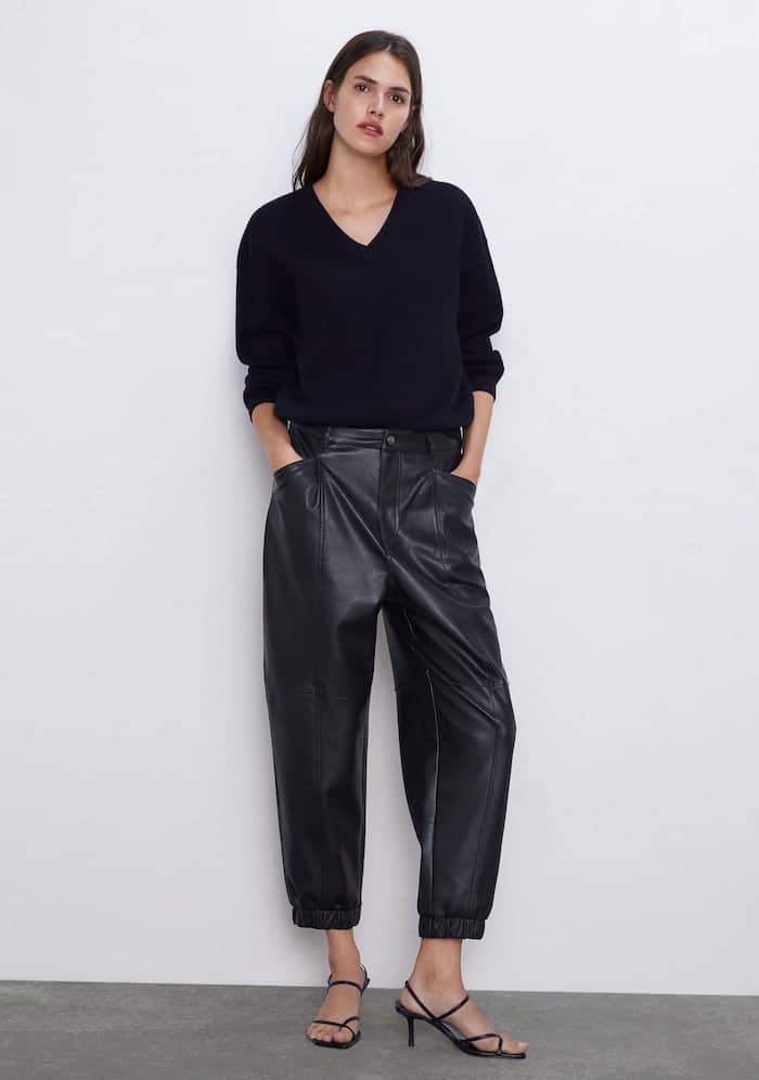 pantaloni zara in pelle inverno 2019 2020