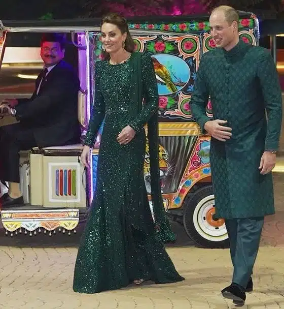 kate middleton pakistan abito verde