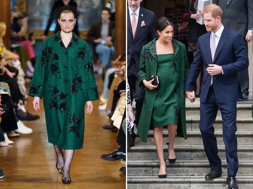 meghan markle cappotto verde erdem
