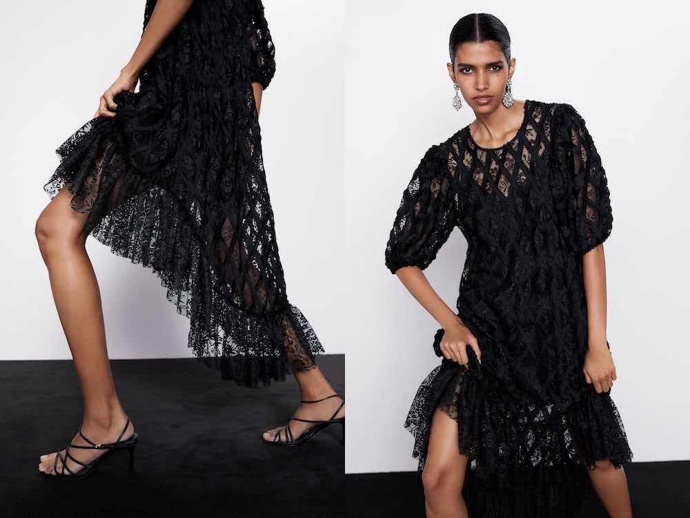 zara abito in pizzo nero catalogo inverno 2019 2020