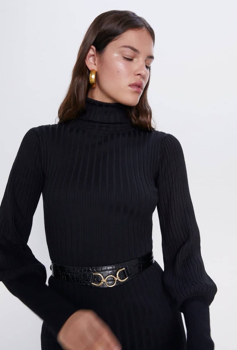 zara tubino nero in maglia autunno 2019