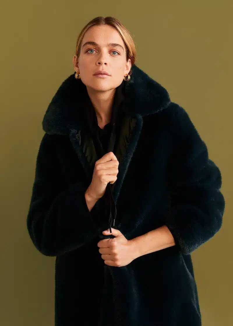 pelliccia ecologica blu inverno 2020 mango