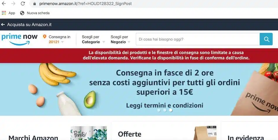 amazon prime now spesa
