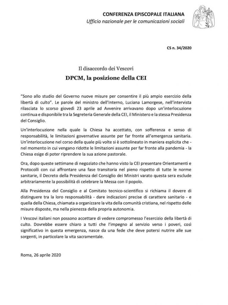 lettera cei conte