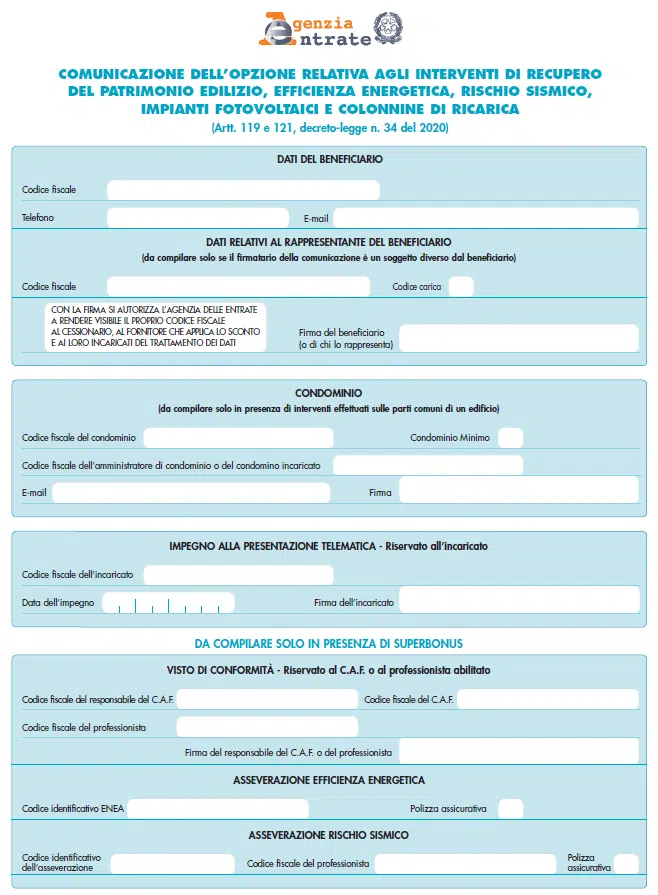 Bonus facciate agenzia entrate modulo