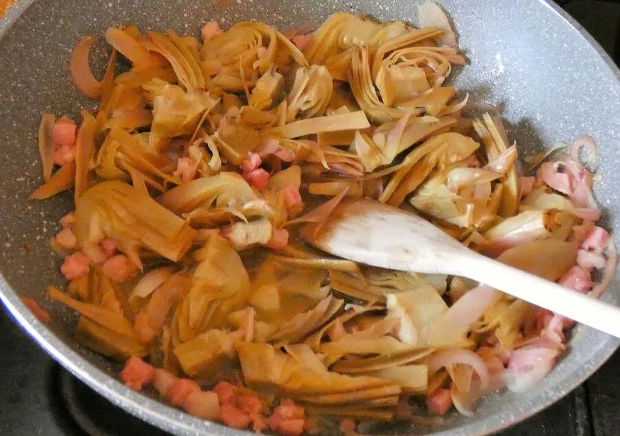 carciofi pancetta preparazione