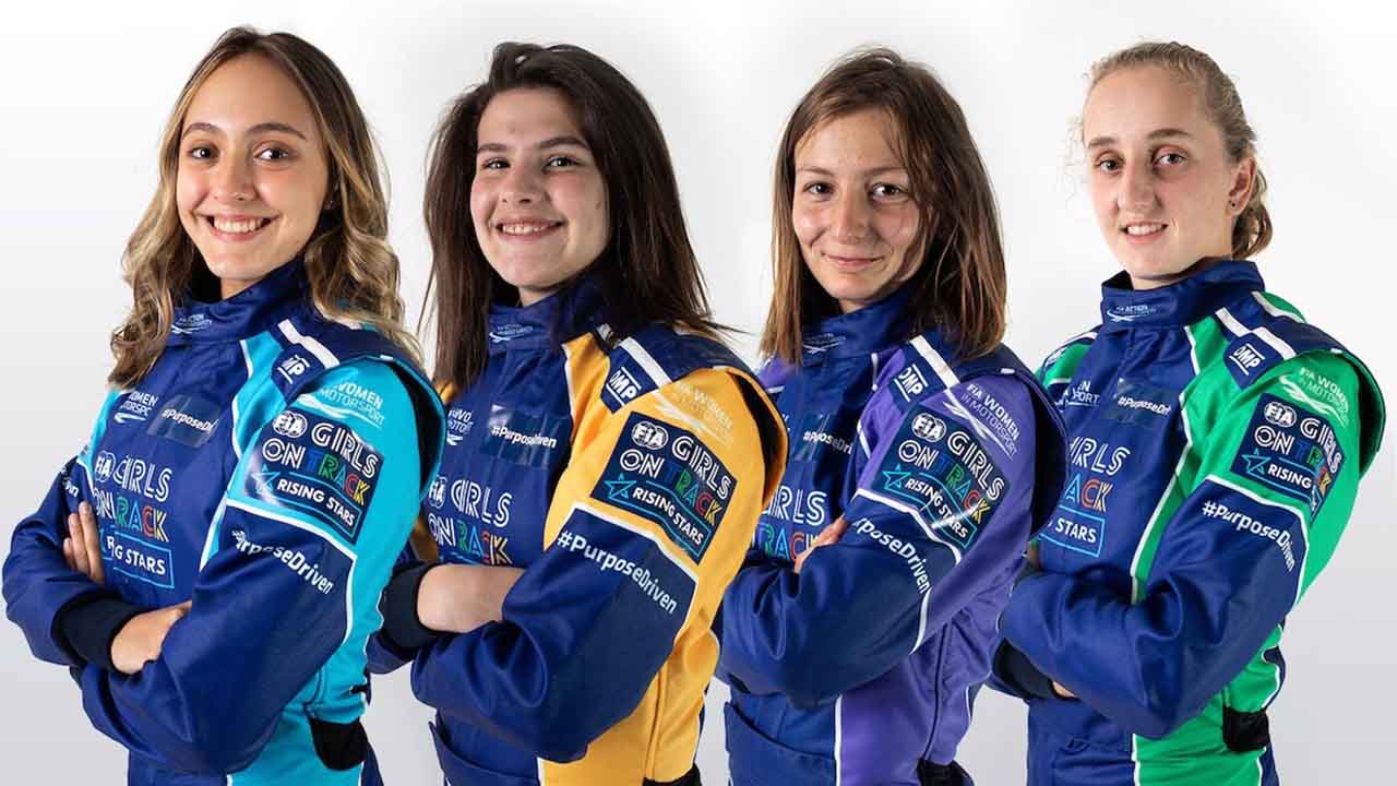 Ferrari Driver Academy quattro ragazze giovanissime in pista Donne