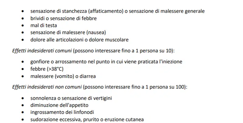 Possibili effetti collaterali vaccino covid Astrazeneca