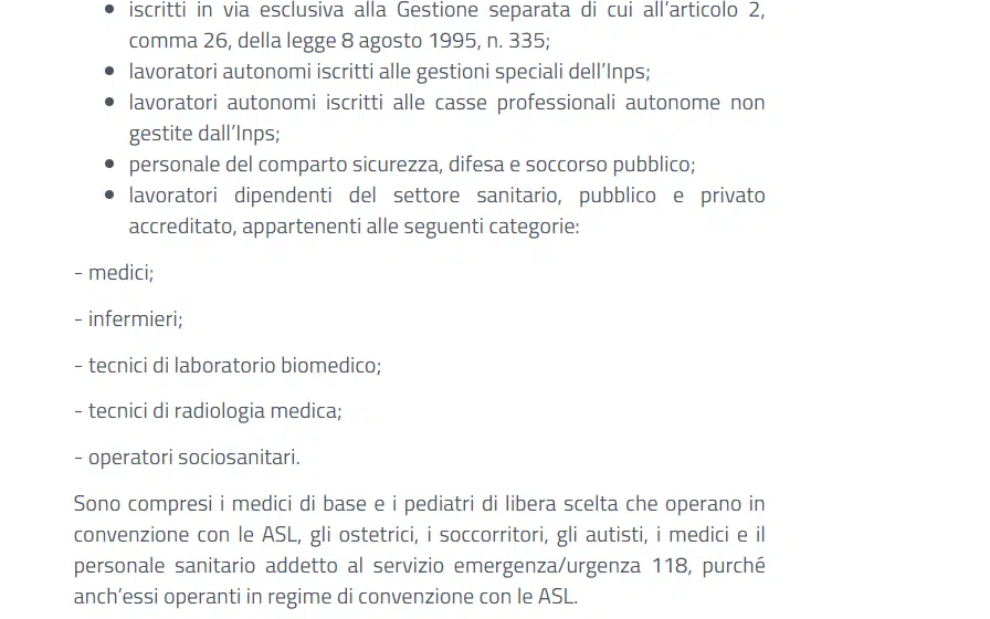 categorie lavorative ammesse al bonus baby sitter 2021 inps