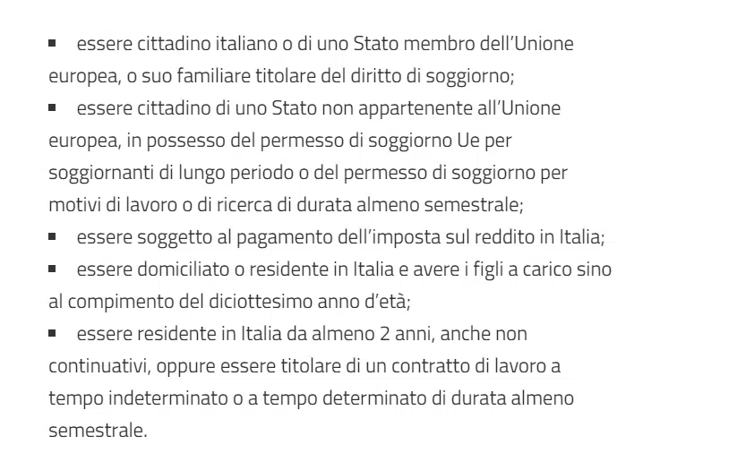 requisiti accesso assegno unico per i figli temporaneo 2021