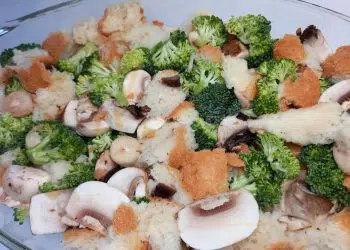 funghi al forno con broccoli e pane