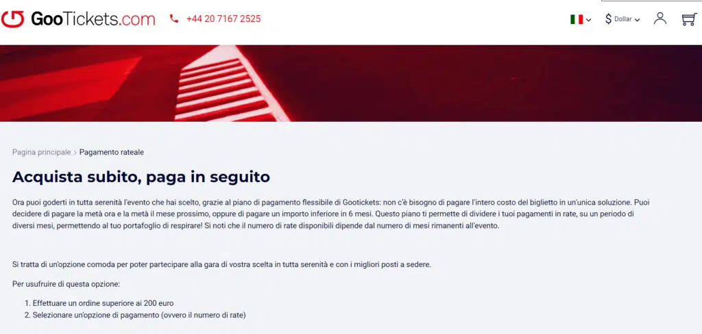 Biglietti Formula 1 a rate