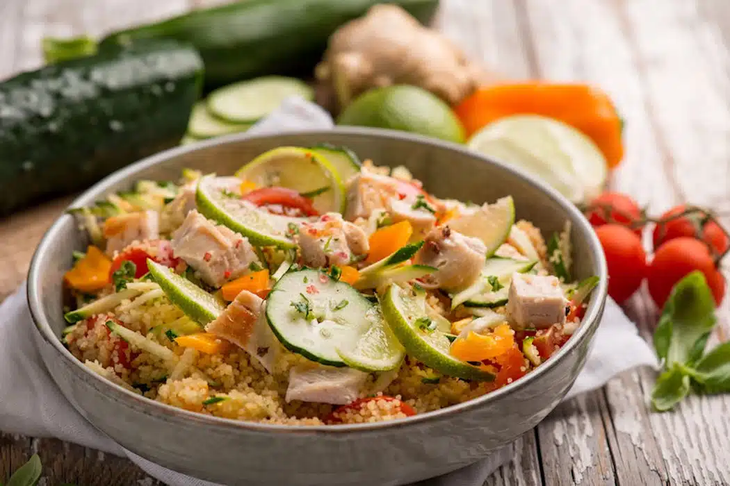 insalata di pollo con cous cous everdure