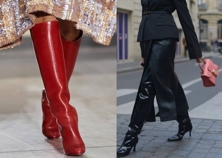Street style Prigi - Stivali rossi Vuitton @Imaxtree