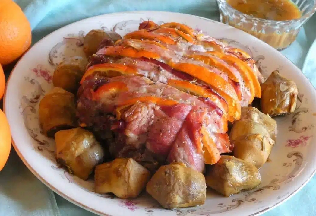 arrosto di maiale arancia carciofi speck