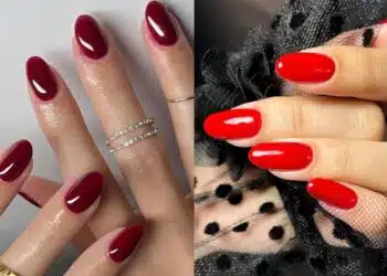 unghie gel rosse semplici eleganti