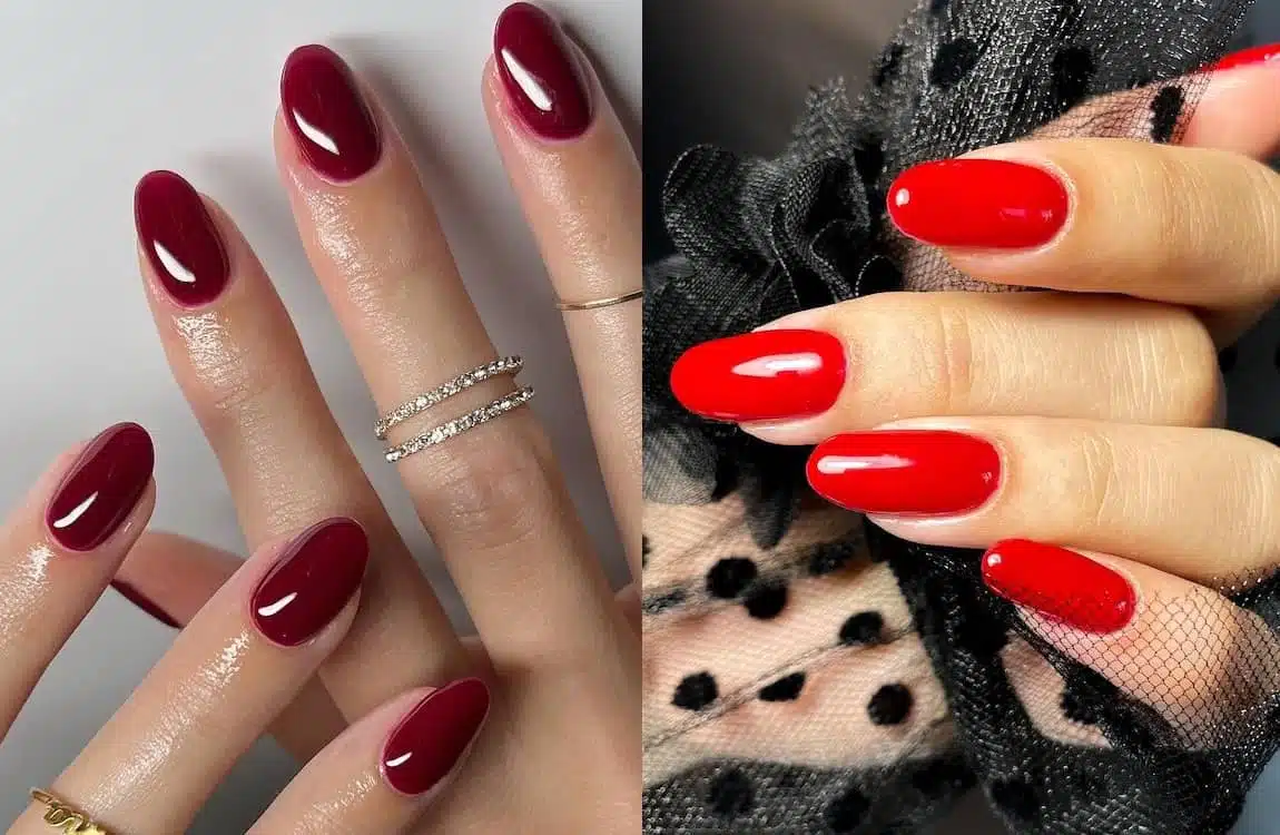 unghie gel rosse semplici eleganti