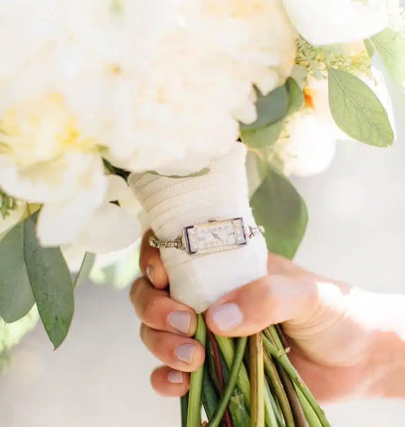 bouquet sposa bianco e verde particolare