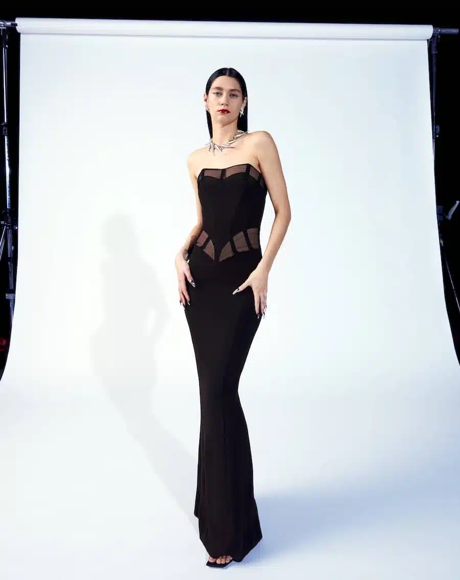 vestiti lungo elegante mugler