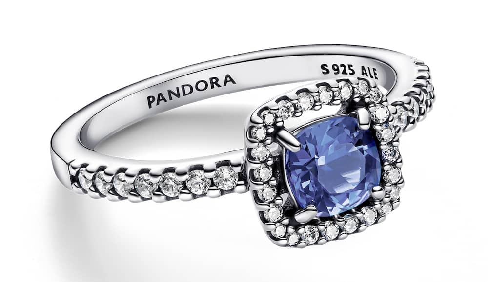 anello pandora argento punto luce blu grande 