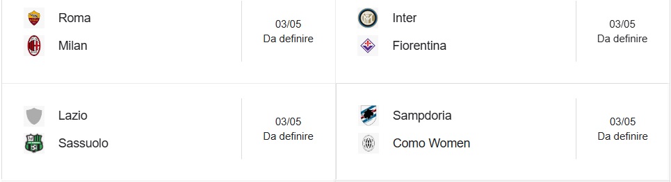 Calendario calcio femminile giornata 9 Playoff