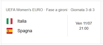 Prossima partita italia donne euro 2025