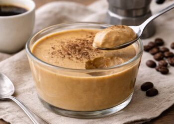 budino al caffè fatto in casa in tazza di vetro