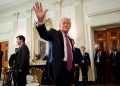 Consensi Trump- Donald Trump alla Casa bianca durante un intervento pubblico